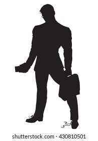 strong leader businessman untied shoelaces black silhouette figu