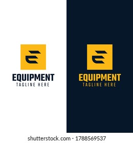 Strong letter E logo in a square. Bold, masculine, and professional. Suitable for heavy equipment company, mines, tractors