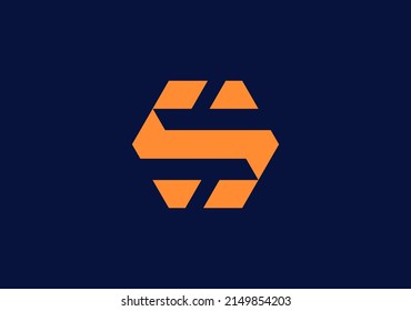 Strong Letter S T Monogram hexagon logo