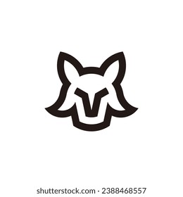 Strong letter V wolf head logo template