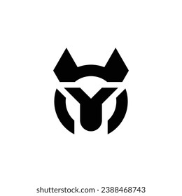  Strong letter Y wolf head logo template
