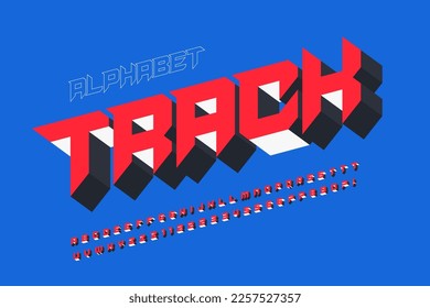 Strong letters and numbers , dynamic alphabet. Vector characters. 15 degree skew
