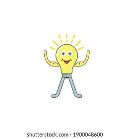 strong light bulb cartoon mascot icon vector illustration design template web