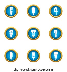 Strong light icons set. Flat set of 9 strong light vector icons for web isolated on white background