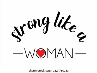strong like a woman hand drawn design vector fashion design
