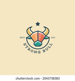 Strong line bull with colorful logo