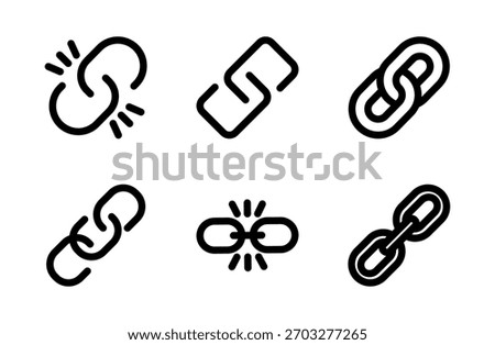 Strong Link Icon Set for Modern Connection Symbols and Professional Network Chain Graphic Resources for Creative Digital Projects
