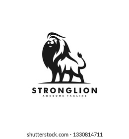 Strong Lion Black Color Design concept Illustration Vector Template. Suitable for Creative Industry, Multimedia, entertainment, Educations, Shop, and any related business