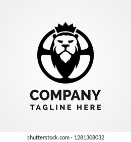 Strong Lion Head Steer Car Logo Template