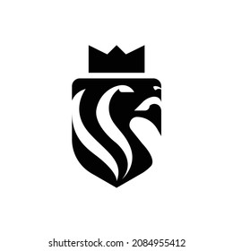 strong lion king shield logo vector