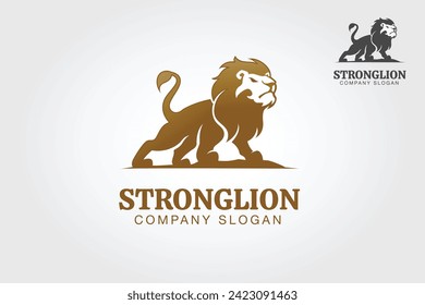 Strong Lion Vector Logo Template. A professional logo template with a detailed silhouette of a lion.