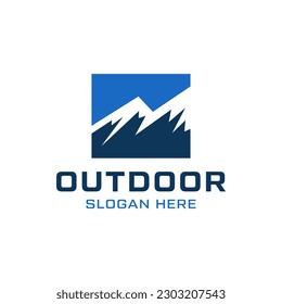 The Strong logo illustrates a view on a mountain. It is suitable for use as outdoor product logos.