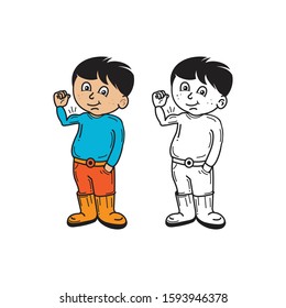 Strong looking boy vector illustration