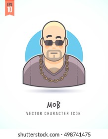 Strong looking thug man Mob illustration People lifestyle and occupation Colorful and stylish flat vector character icon