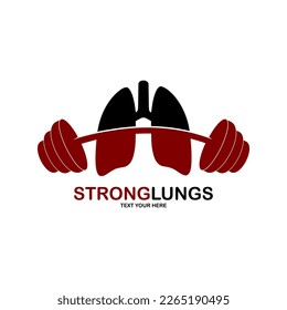 Strong lungs with barbell vector logo design. Suitable for health and fitness symbol