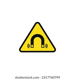 Strong magnetic field caution warning symbol design vector