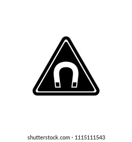 Strong Magnetic Field Warning. Flat Vector Icon illustration. Simple black symbol on white background. Strong Magnetic Field Warning sign design template for web and mobile UI element