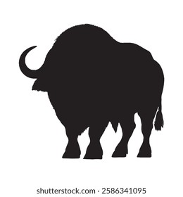 Strong and Majestic Buffalo Silhouette for Wall Art - Buffalo Vector - Buffalo Illustration
