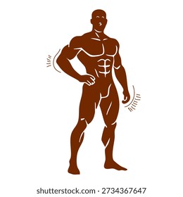 strong man with brown skin posing and showing athletic physique and muscles
