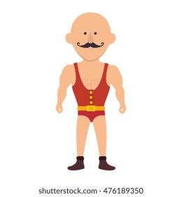strong man circus cartoon acrobat show mustache vector illustration