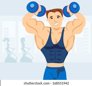 strong man exercising in the gym