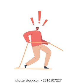 Strong Man Exerting Force To Pull A Rope, Demonstrating Physical Strength And Determination, Vector Illustration
