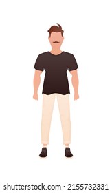 Strong man in full growth. Isolated. Cartoon style. Vector illustration