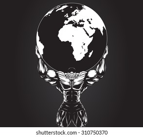 Strong man with globe