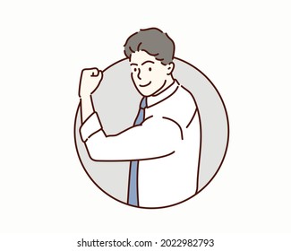 Strong man. Hand drawn style vector design illustrations.