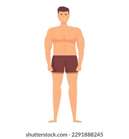 Vector de dibujos animados de icono de hombre fuerte. Brazo muscular. Cuerpo flexible