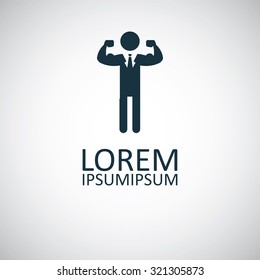 strong man icon, on white background