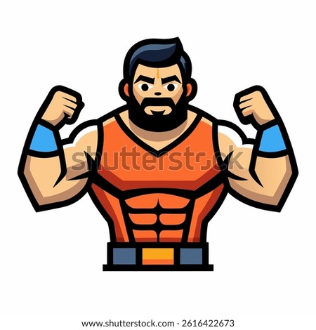Strong man icon vector art on white background. Bold and minimal design representing strength and fitness, perfect for gym logos, workout apps, and health-related graphics