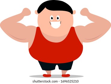 Hombre fuerte, ilustración, vector sobre fondo blanco