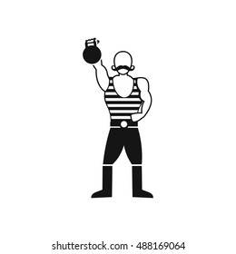 Strong man with kettlebell icon in simple style on a white background vector illustration