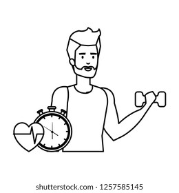 strong man lifting weight with chronometer