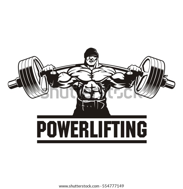 strong man lifting weight, powerlifting,\
vector illustration