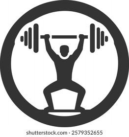 Strong Man Lifting Weights in a Circle Graphic