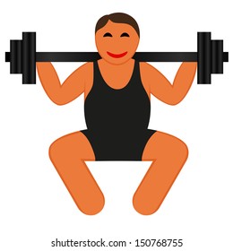 A strong man lifting weights, icon vector 