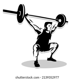 Strong man lifting weights illustration design template