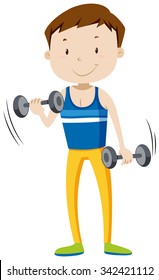 Strong man lifting weights illustration
