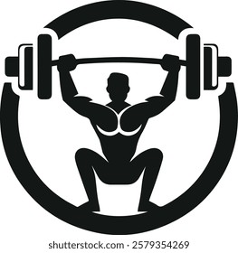 Strong Man Lifting Weights in a Powerful Pose