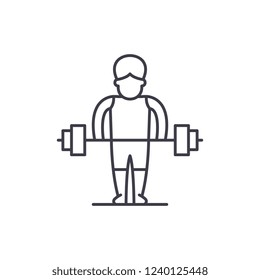 Strong man line icon concept. Strong man vector linear illustration, symbol, sign