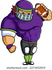 the strong man mascot of American football complete with player clothe of illustration