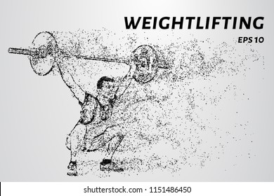 Strong man powerlifting. The weightlifter consists of points and circles