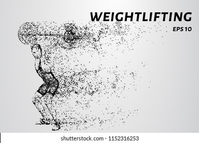 Strong man powerlifting. The weightlifter consists of points and circles