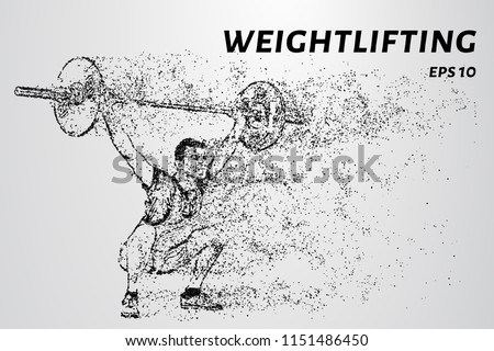 Strong man powerlifting. The weightlifter consists of points and circles