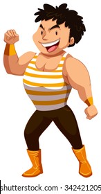 Strong man showing off muscles illustration