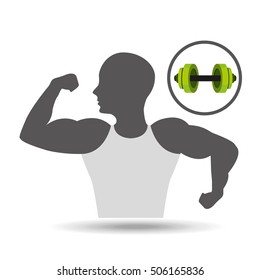 strong man silhouette and barbell vector illustration