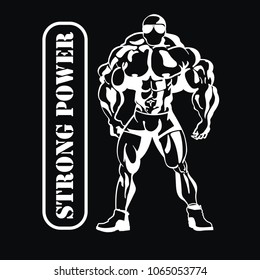 Strong man. silhouette of pitching. silhouette. logo