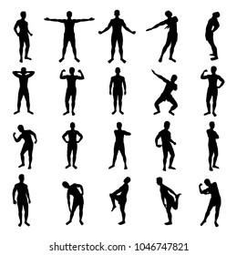 Strong Man Silhouette Vector Set